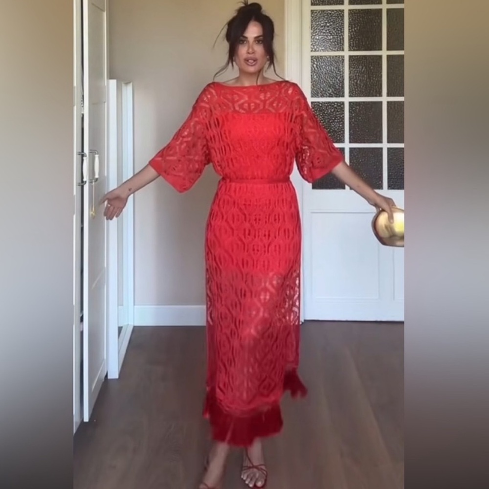 Zara long fringed tunic dress
